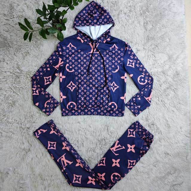 Letter Print Hooded Top Pants Set