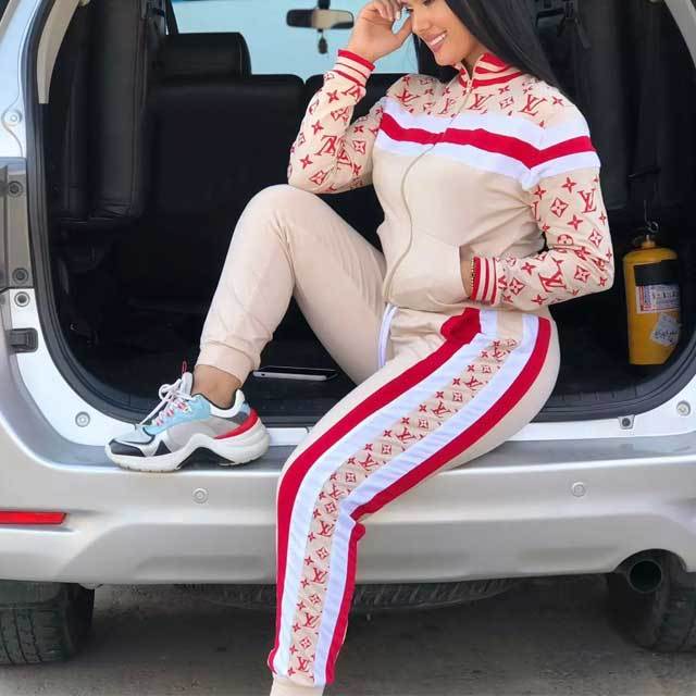 Striped Casual Tracksuit Set