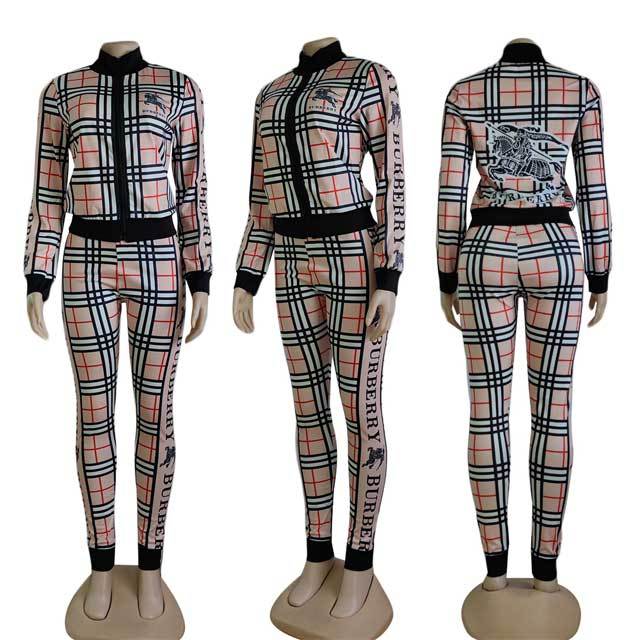 Plaid Print Casual Tracksuit Set