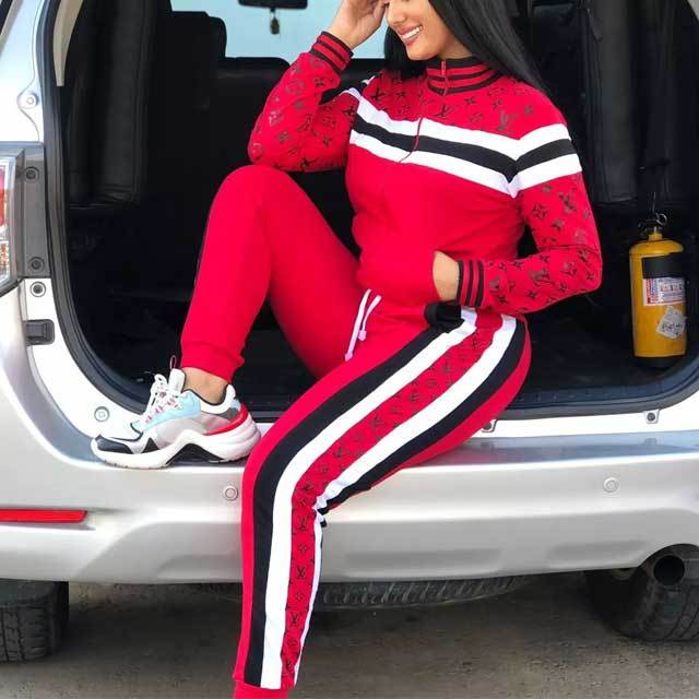Striped Casual Tracksuit Set