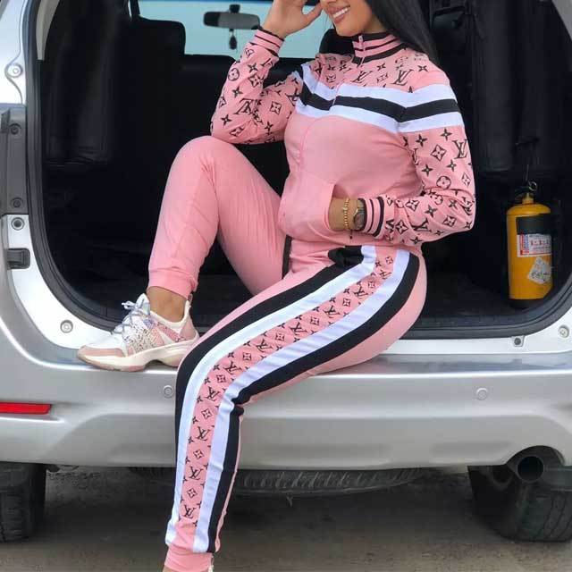 Striped Casual Tracksuit Set