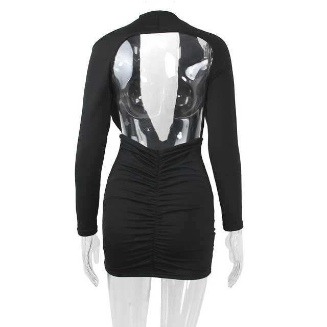 Backless Ruched Bodycon Dress
