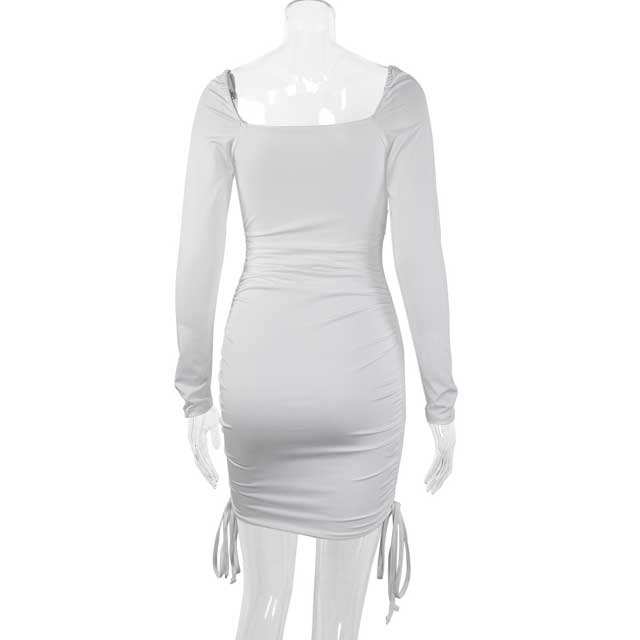 Basic Long Sleeve Ruched Dress