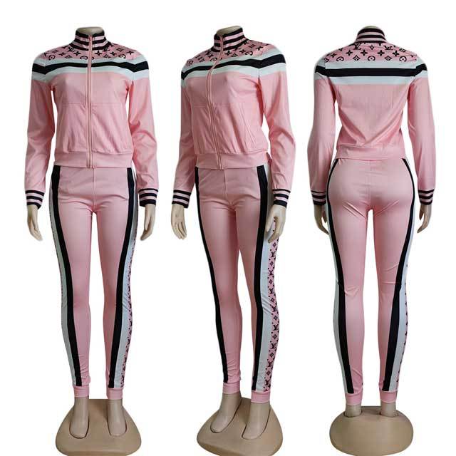 Striped Casual Tracksuit Set