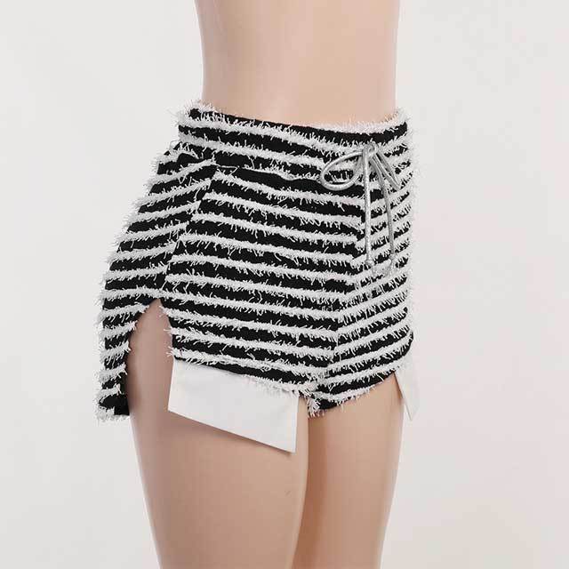 Knit Striped Drawstring Shorts