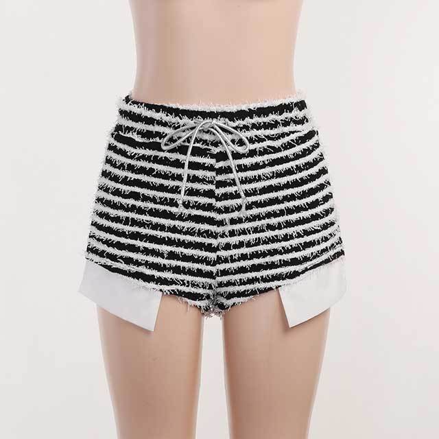 Knit Striped Drawstring Shorts