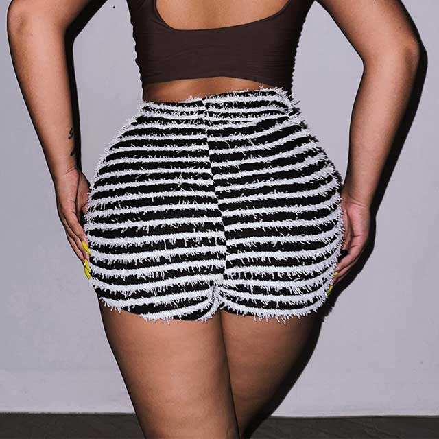 Knit Striped Drawstring Shorts