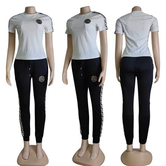 Letter Design Short Sleeve Jogger Set