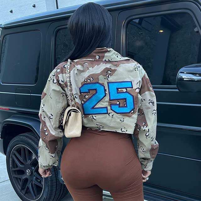 Letter Embroidery Camo Jacket