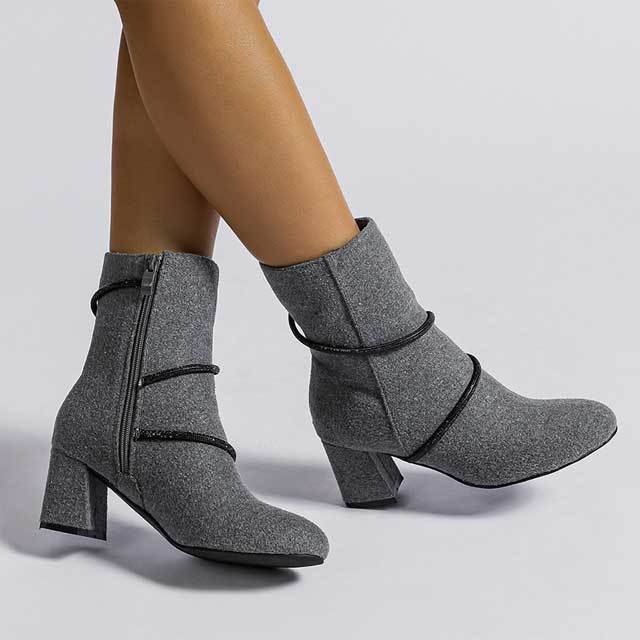 Rhinestones Chunky Suede Boots