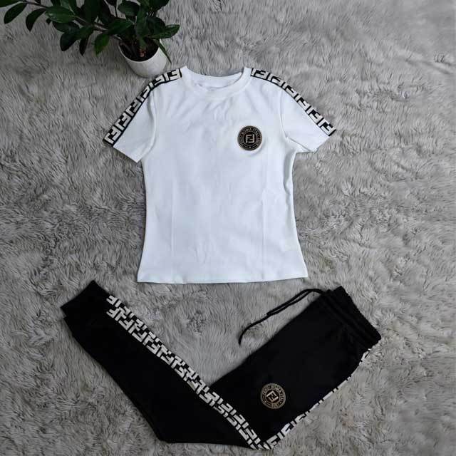 Letter Design Short Sleeve Jogger Set