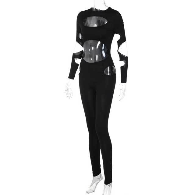 Hollow Out Long Sleeve Jumpsuit