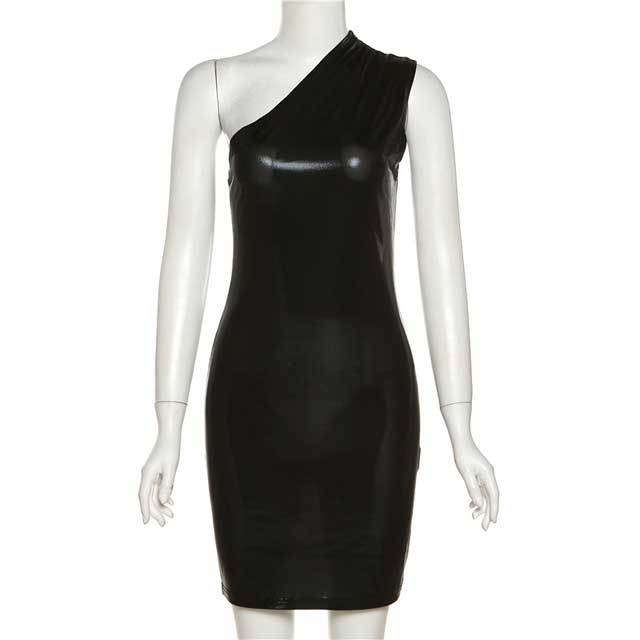 Single Shoulder Mini Bodycon Dress