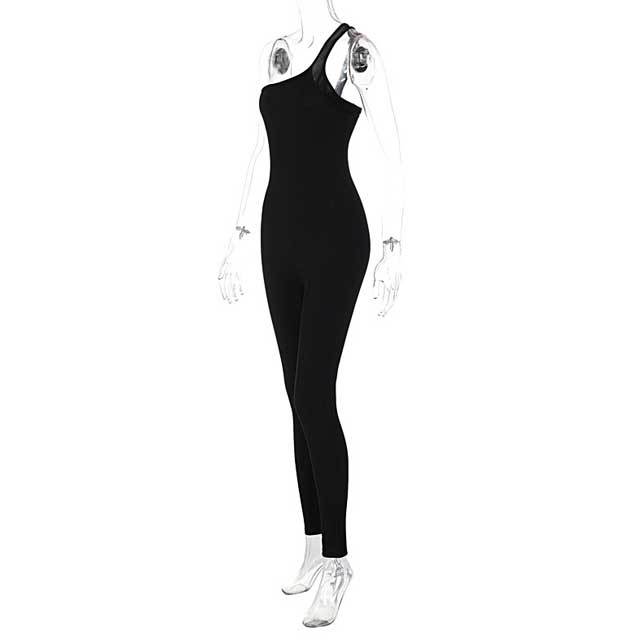 Single Shoulder Fitness Jumpsuit