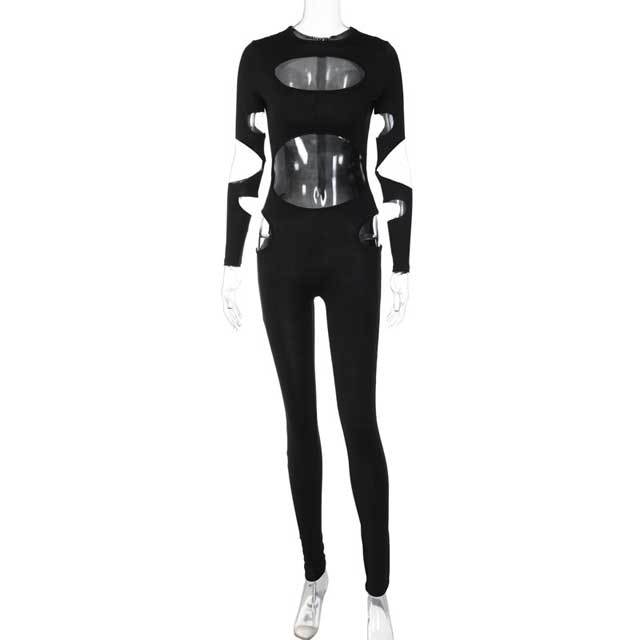 Hollow Out Long Sleeve Jumpsuit