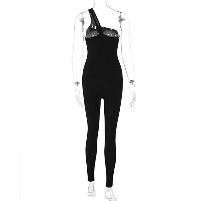 Single Shoulder Fitness Jumpsuit