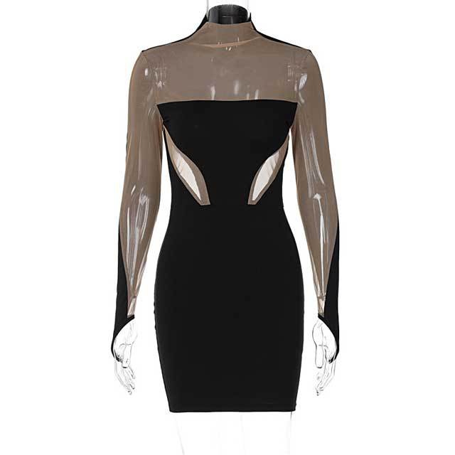 Mesh Spliced Bodycon Dress