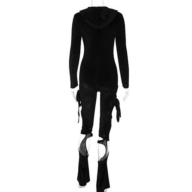 Hollow Out Hooded Jumpsuit