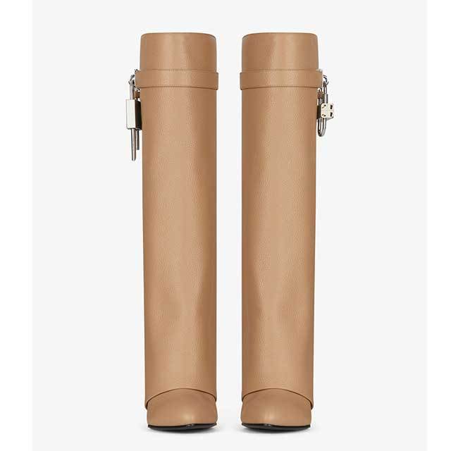 Shark Lock Wide-fit Leather Knee-high Boots