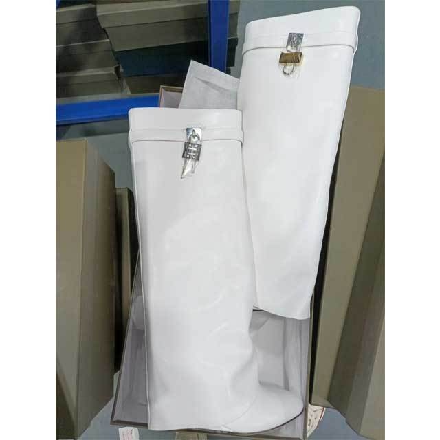 Shark Lock Wide-fit Leather Knee-high Boots