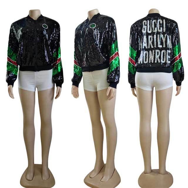 Letter Design Sequin Jacket