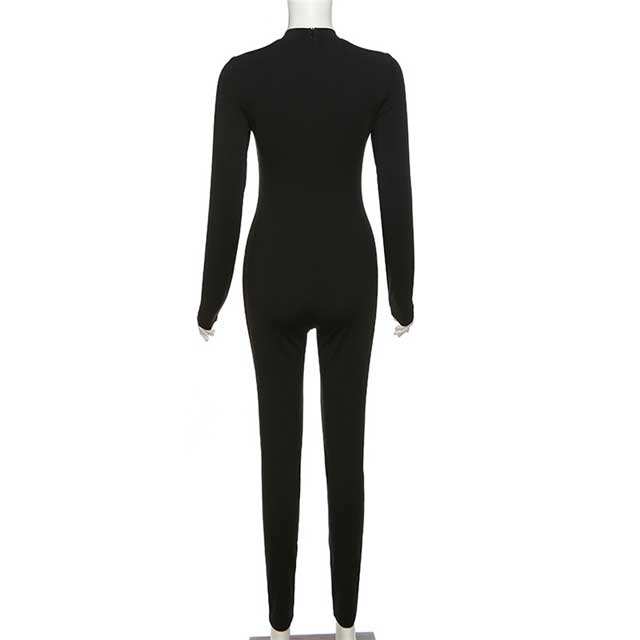 Hollow Out Long Sleeve Sporty Jumpsuit