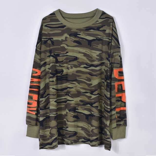 Letter Print Camo Tops