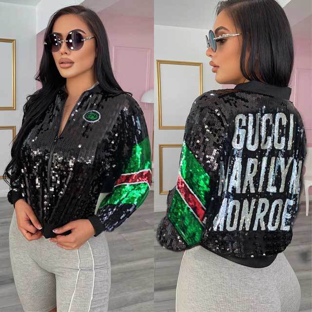 Letter Design Sequin Jacket