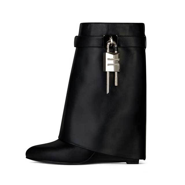 Shark Look Leather Ankle Boots