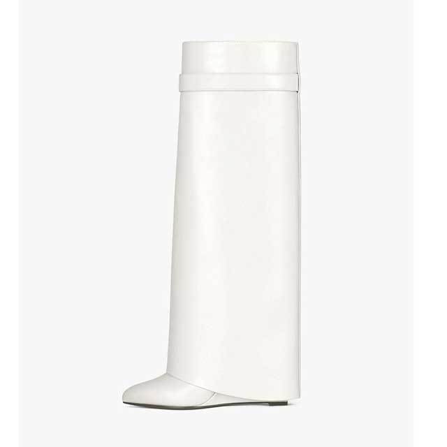 Shark Lock Wide-fit Leather Knee-high Boots