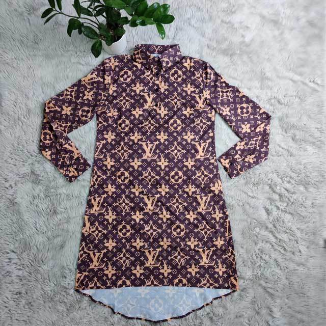 Letter Print Casual Shirt Dress