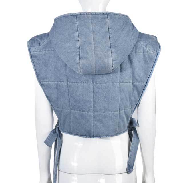 Denim Hooded Puffer Vest