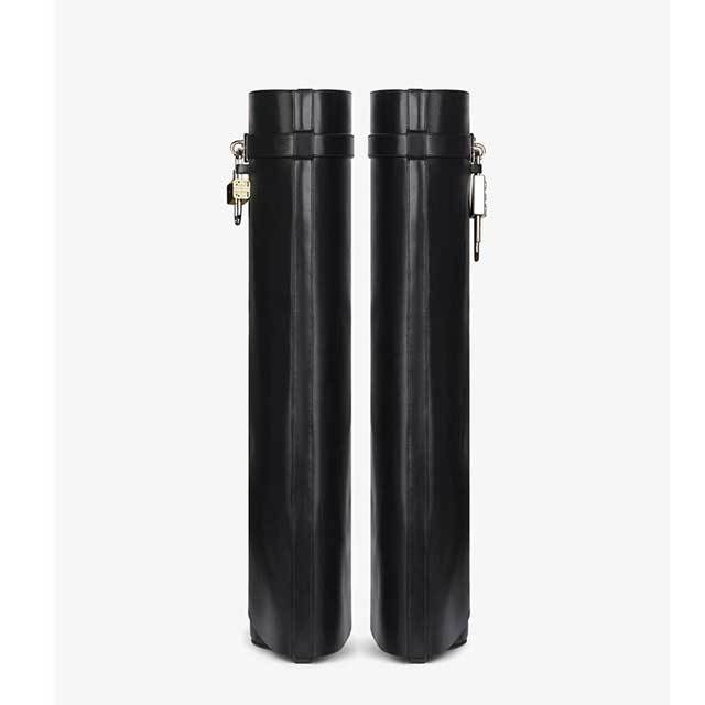 Shark Lock Wide-fit Leather Knee-high Boots