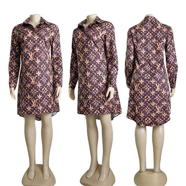 Letter Print Casual Shirt Dress