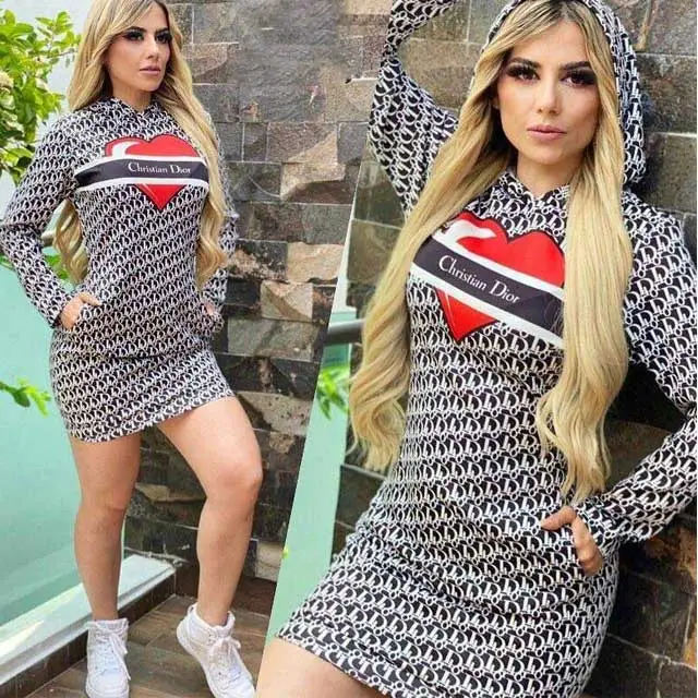 Printed Hooded Bodycon Dress