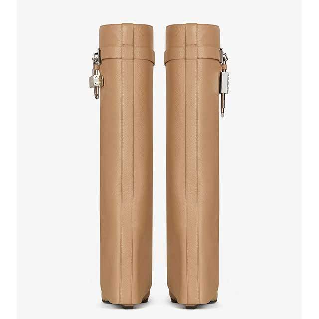 Shark Lock Wide-fit Leather Knee-high Boots