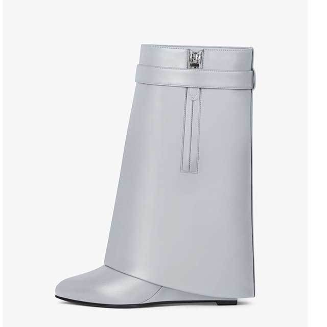 Shark Look Leather Ankle Boots
