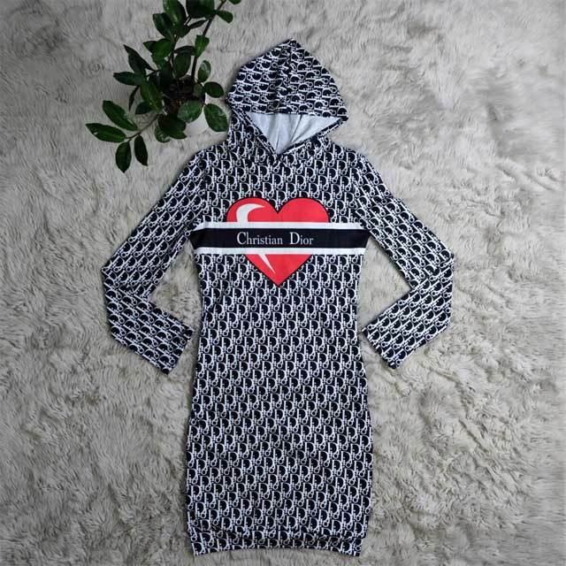 Printed Hooded Bodycon Dress