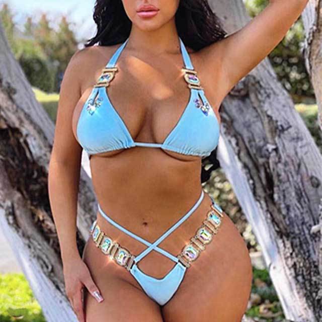 Crystal Diamond Bandage Bikini Set