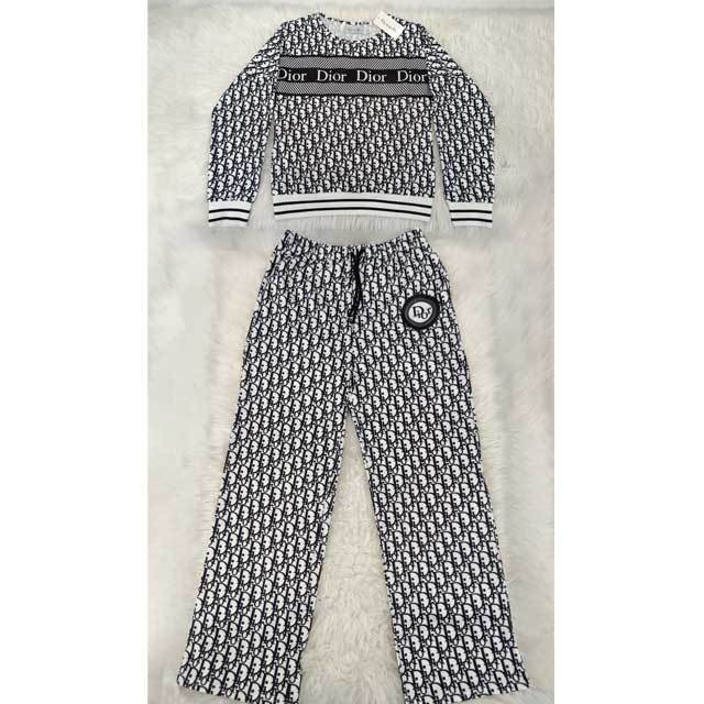 Printed Long Sleeve Top Bell Pants Set