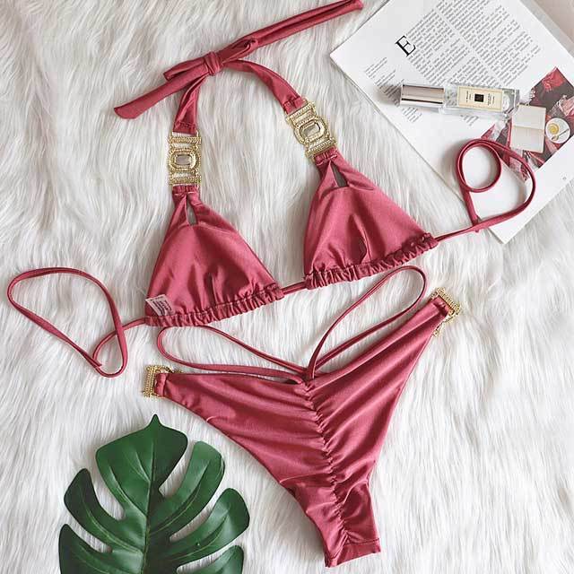 Crystal Diamond Bandage Bikini Set