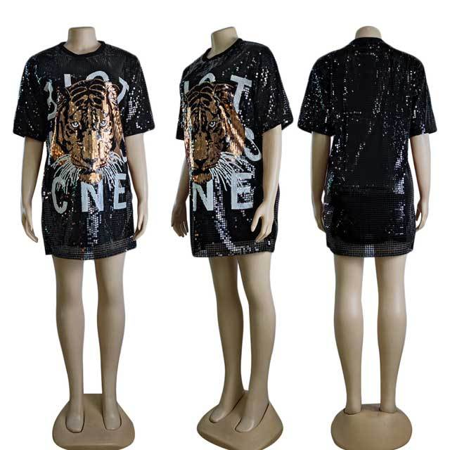 Tiger Sequin Mini Dress