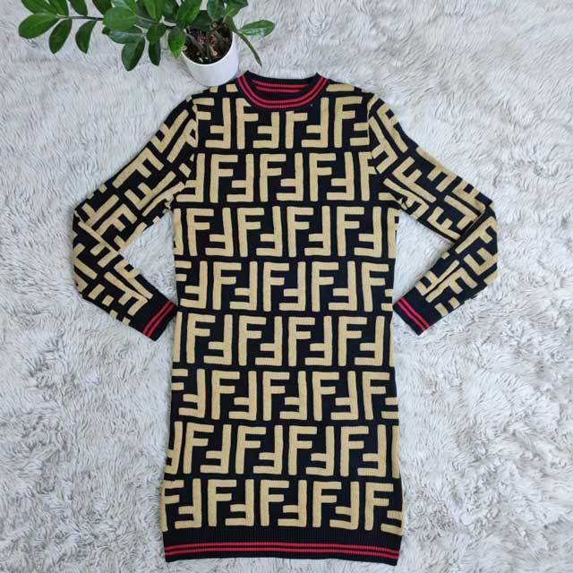 Letter Design Knit Sweater Dress