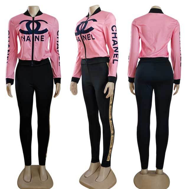 Letter Print Casual Jogging Pants Set