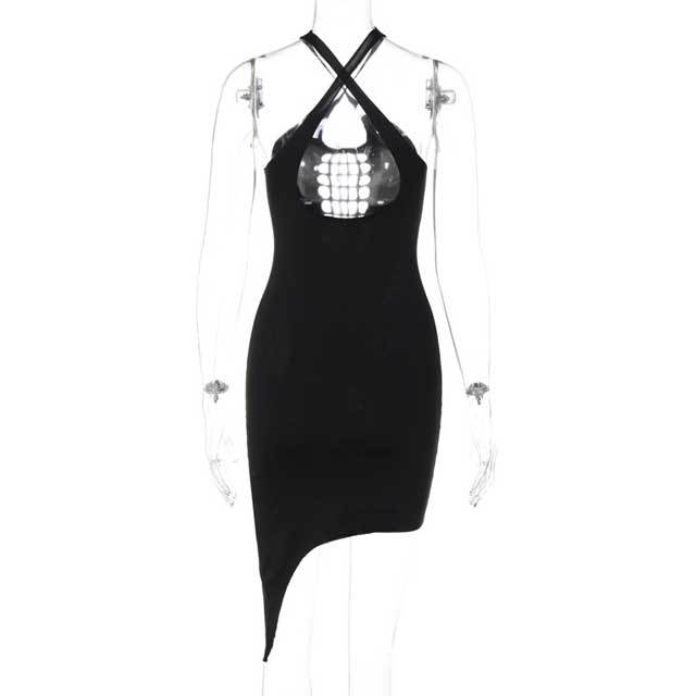 Halter Hollow Out High Low Dress