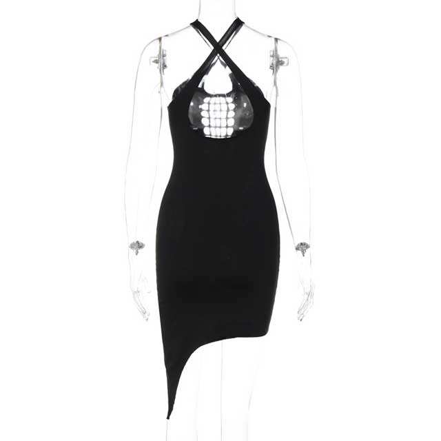 Halter Hollow Out High Low Dress