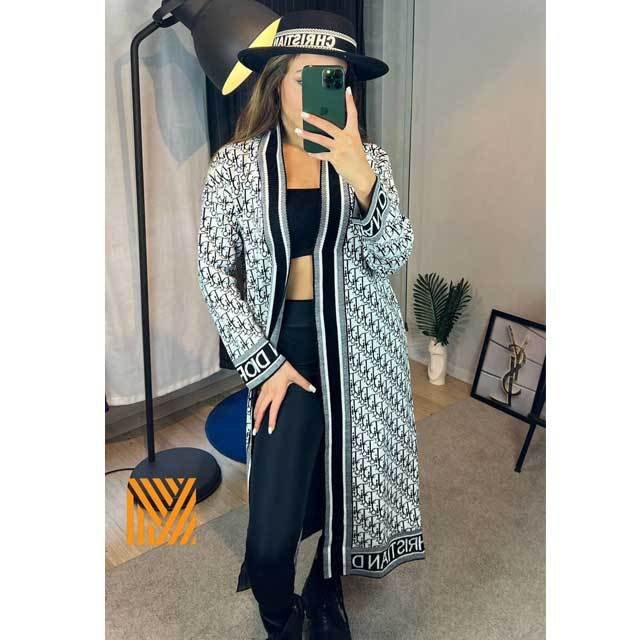 Letter Design Sweater Duster