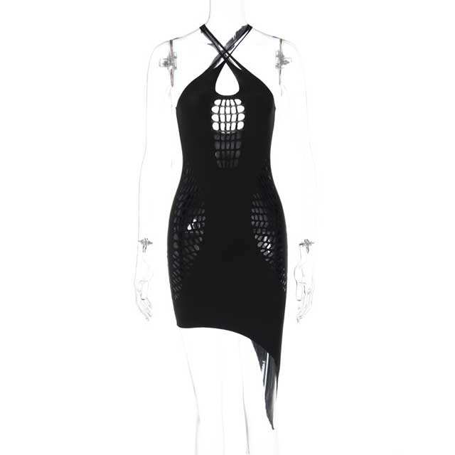 Halter Hollow Out High Low Dress