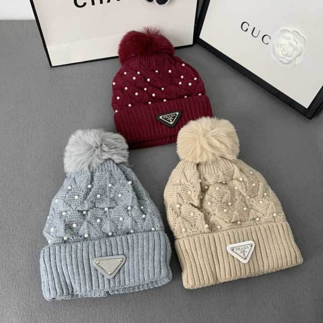 Fashion Design Pearl Knit Hats