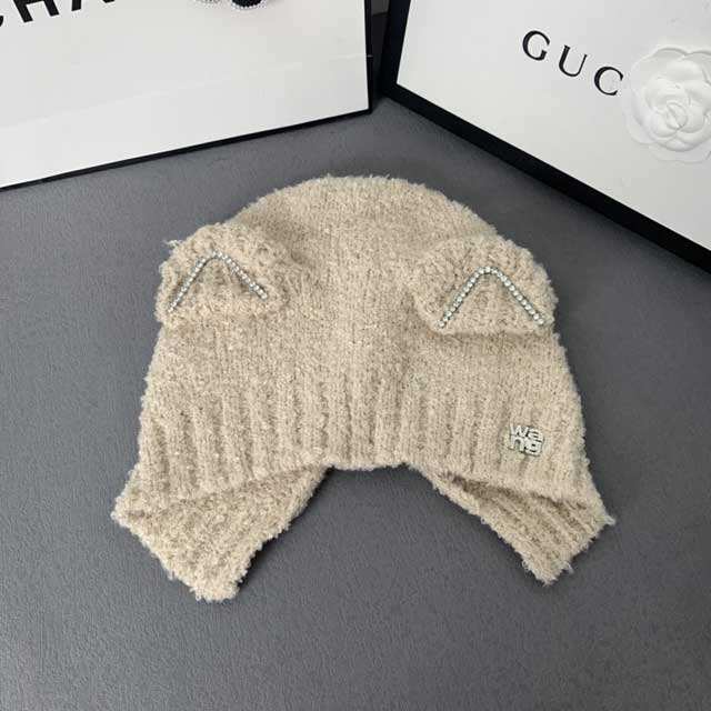 Rhinestones Cat Ear-shaped Knit Hats